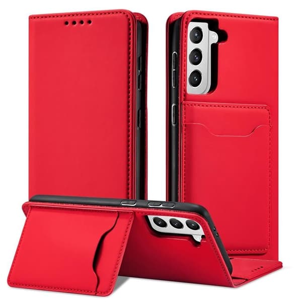 Galaxy S22 Plus Plånboksfodral Magnet Stand - Röd