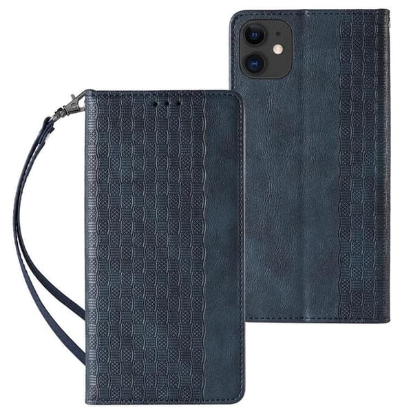 Magnet Strap iPhone 12 Plånboksfodral - Blå