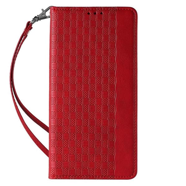 iPhone 12 Pro Max Plånboksfodral Magnet Strap - Röd
