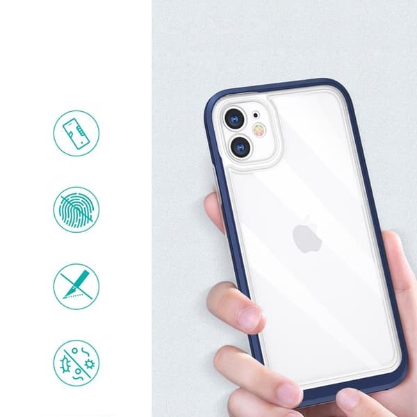 iPhone 12 Skal Clear 3in1 - Blå