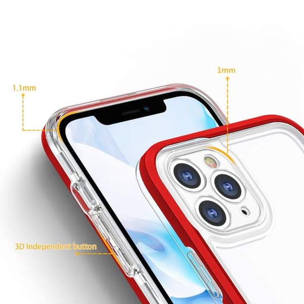 iPhone 11 Pro Max Skal Clear 3in1 - Röd