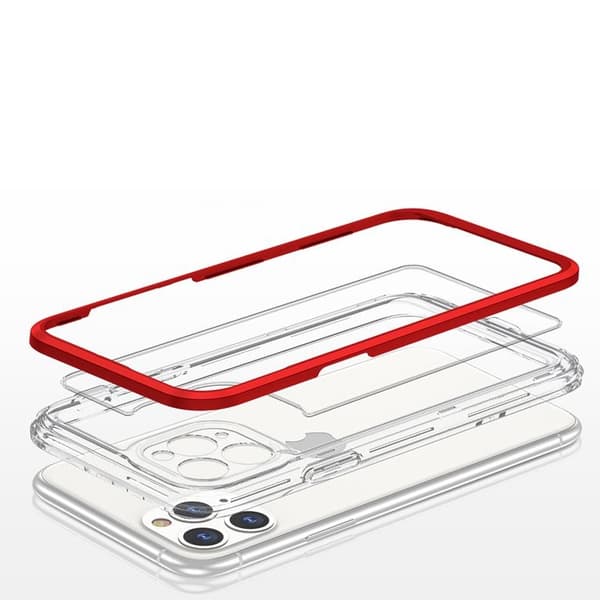 iPhone 11 Pro Max Skal Clear 3in1 - Röd