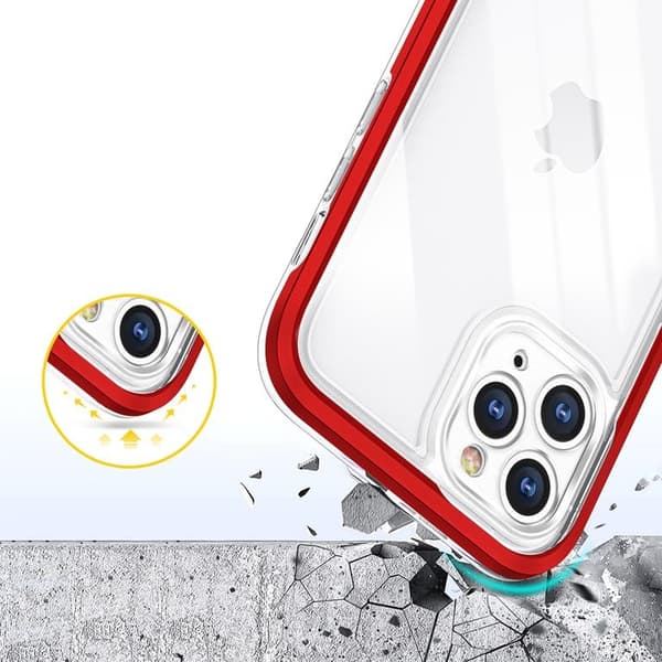 iPhone 11 Pro Max Skal Clear 3in1 - Röd