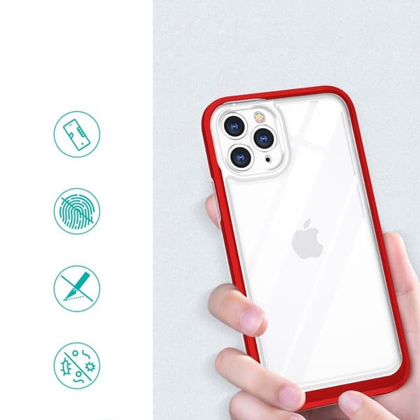 iPhone 11 Pro Max Skal Clear 3in1 - Röd