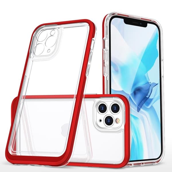 iPhone 11 Pro Max Skal Clear 3in1 - Röd