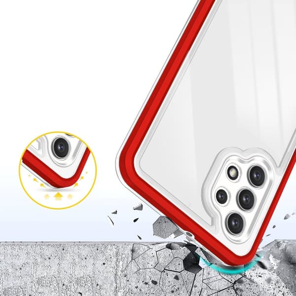 Galaxy A32 5G Skal Clear 3in1 - Röd