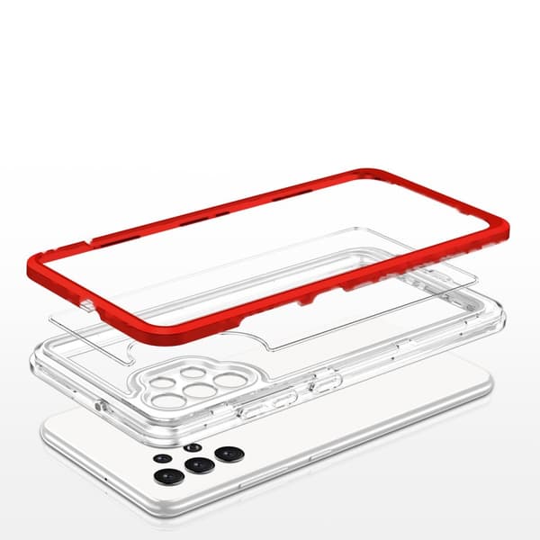 Galaxy A72 4G Skal Clear 3in1 - Röd