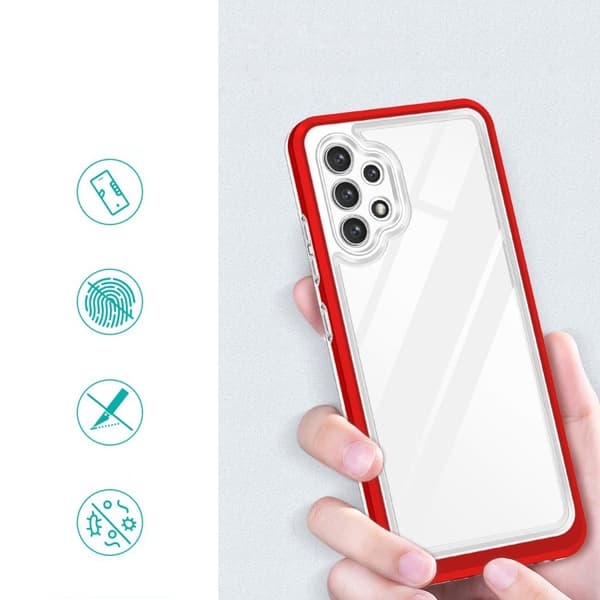 Galaxy A72 4G Skal Clear 3in1 - Röd