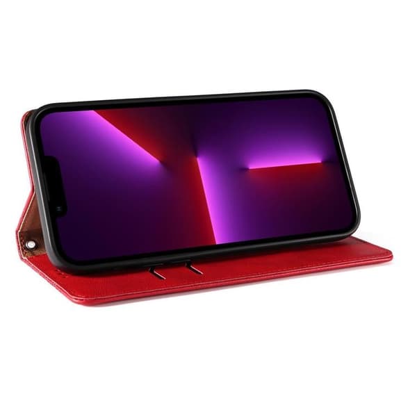 iPhone 13 Pro Max Plånboksfodral Magnet Strap - Röd
