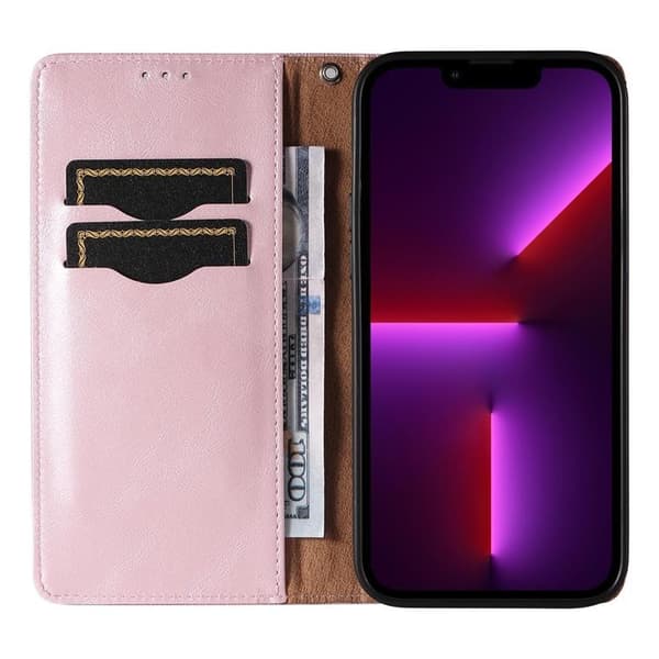 iPhone 13 Pro Max Plånboksfodral Magnet Strap - Rosa