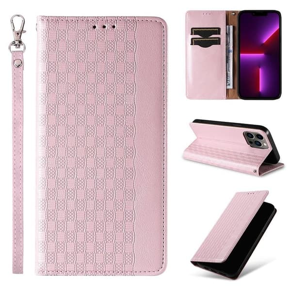 iPhone 13 Pro Max Plånboksfodral Magnet Strap - Rosa