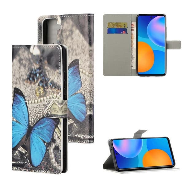 Lompakkokotelo Samsung Galaxy S22 - Sininen Perhonen