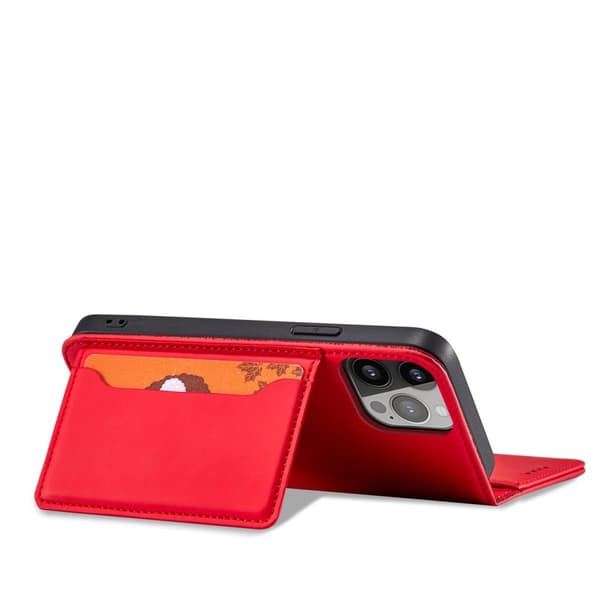 iPhone 13 Pro Plånboksfodral Magnet Stand - Röd