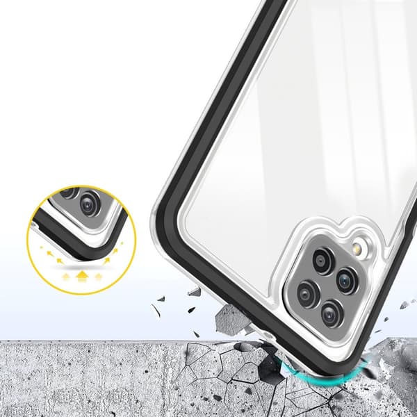 Galaxy A22 4G Skal Clear 3in1 - Svart