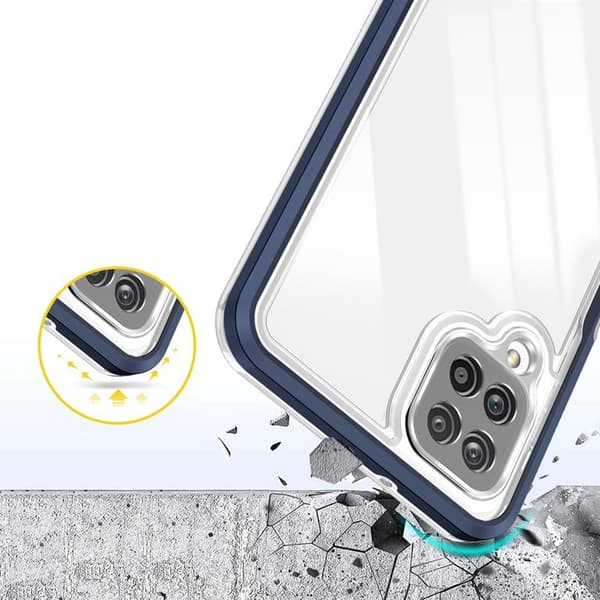 Galaxy A22 4G Skal Clear 3in1 - Blå