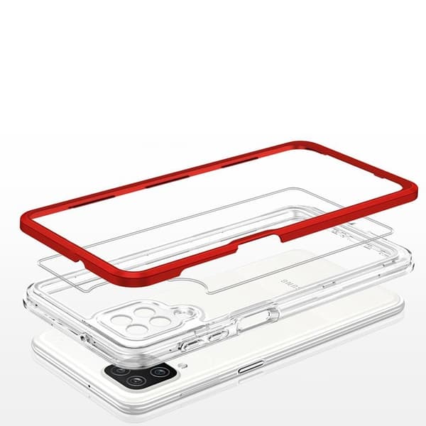 Galaxy A22 4G Skal Clear 3in1 - Röd