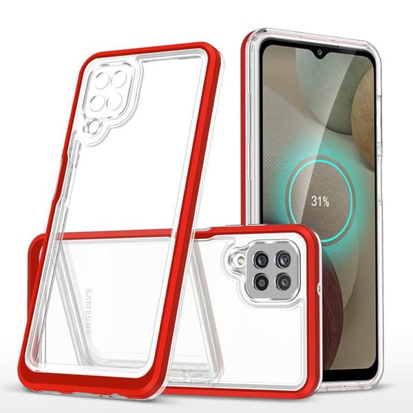 Galaxy A22 4G Skal Clear 3in1 - Röd