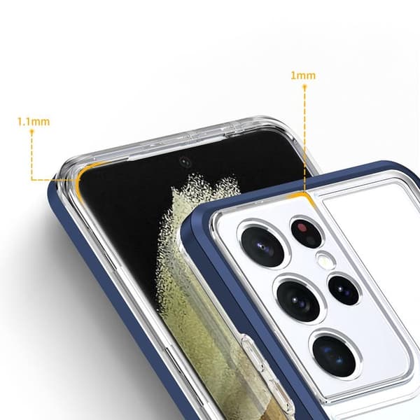Galaxy S22 Ultra Skal Clear 3in1 - Blå
