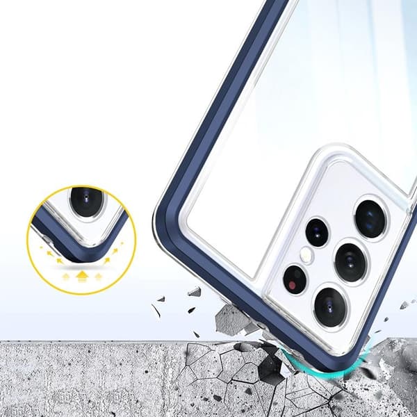 Galaxy S22 Ultra Skal Clear 3in1 - Blå