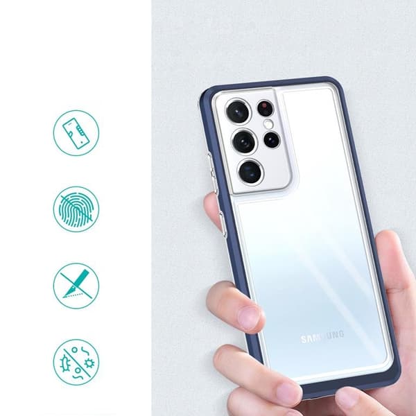 Galaxy S22 Ultra Skal Clear 3in1 - Blå