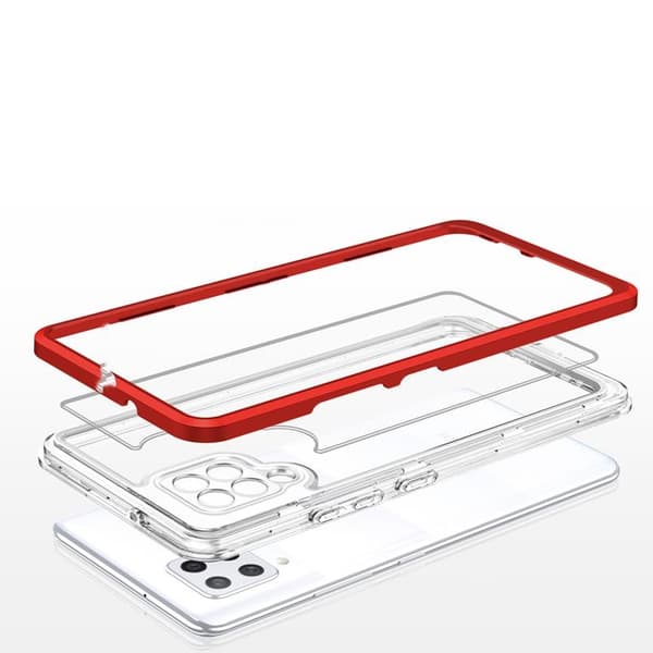 Galaxy A42 5G Skal Clear 3in1 - Röd