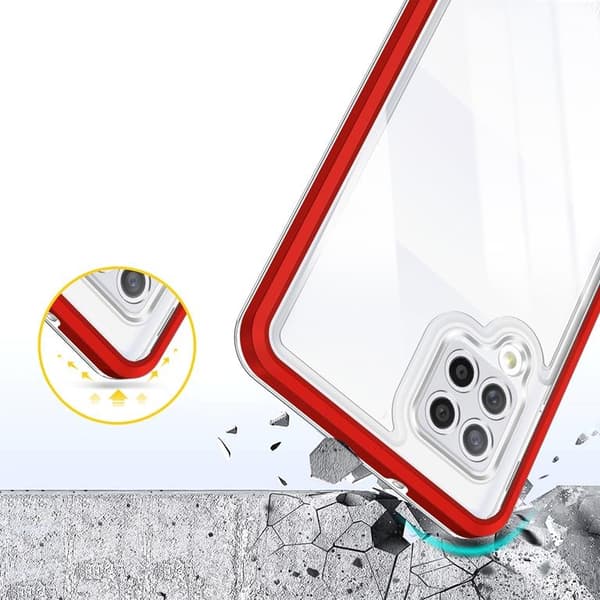 Galaxy A42 5G Skal Clear 3in1 - Röd