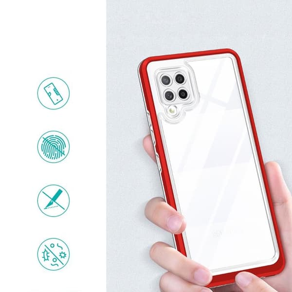 Galaxy A42 5G Skal Clear 3in1 - Röd