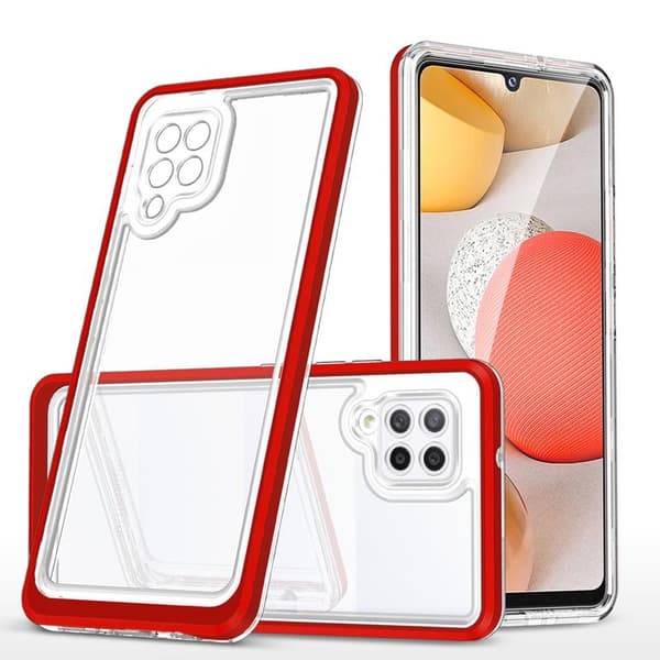Galaxy A42 5G Skal Clear 3in1 - Röd