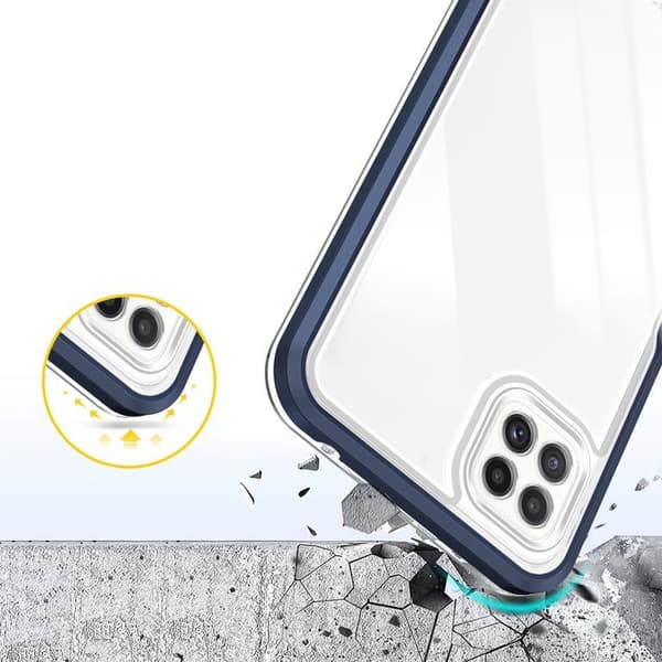 Galaxy A22 5G Skal Clear 3in1 - Blå