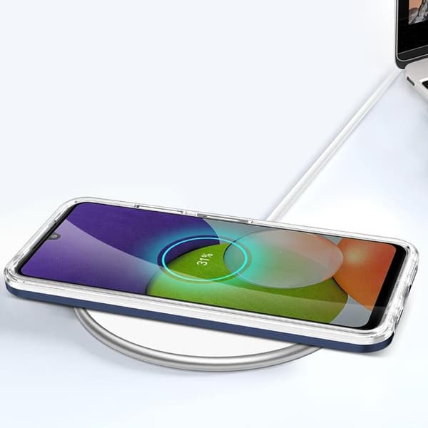 Galaxy A22 5G Skal Clear 3in1 - Blå