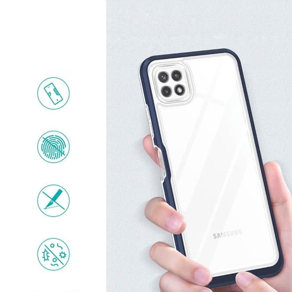 Galaxy A22 5G Skal Clear 3in1 - Blå