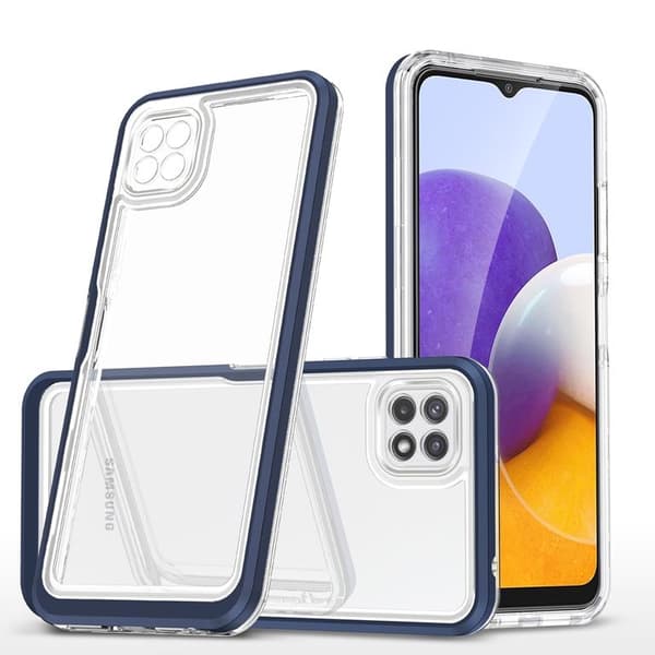 Galaxy A22 5G Skal Clear 3in1 - Blå