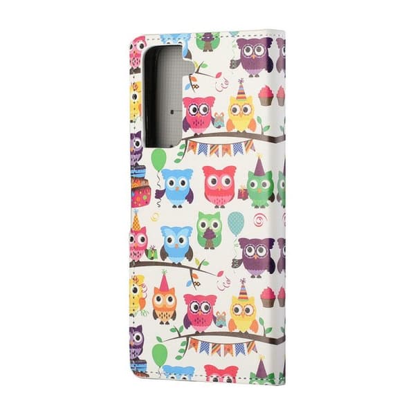Lompakkokotelo Samsung Galaxy S22 - Pöllöt Juhlissa