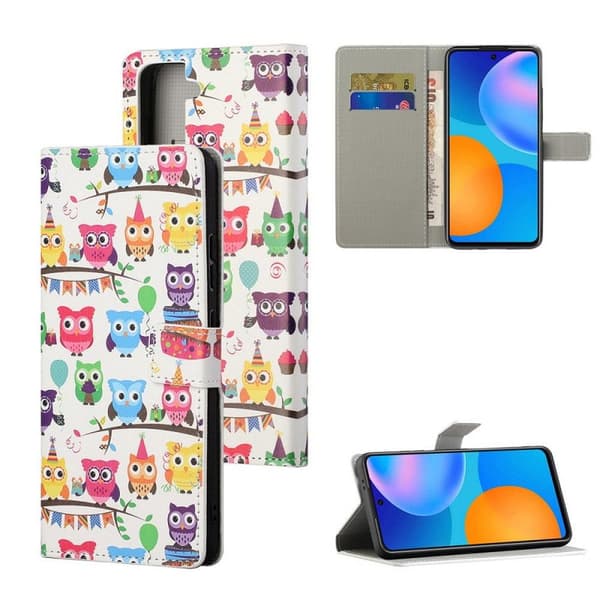 Lompakkokotelo Samsung Galaxy S22 - Pöllöt Juhlissa