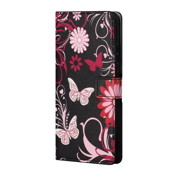 Plånboksfodral Samsung Galaxy S22 Plus - Svart med Fjärilar
