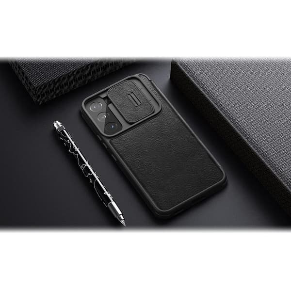 Nillkin Galaxy S22 Plus Plånboksfodral Qin Läder Pro Holster Flip - Svart