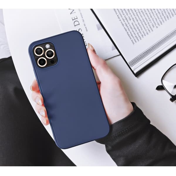 Forcell Mjukt Silikon Matt Skal till iPhone 12 & 12 Pro Mörkblå