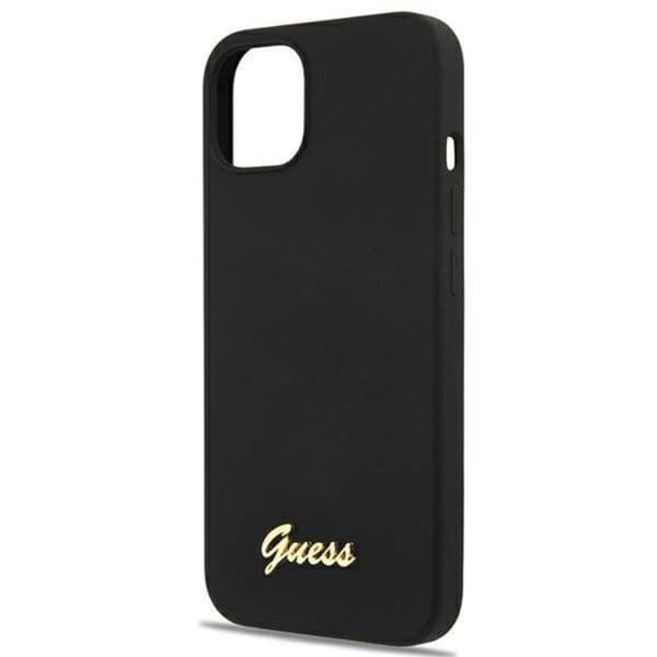 Guess iPhone 13 Skal Magsafe Silicone Script Guld Logo - Svart