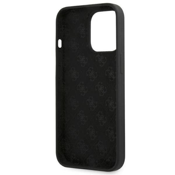 Guess iPhone 13 Pro Max Skal Magsafe Silicone Script Guld Logo - Svart