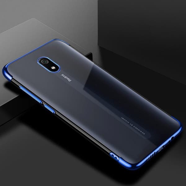 Clear skal med frame till Xiaomi Redmi 8A - Blå
