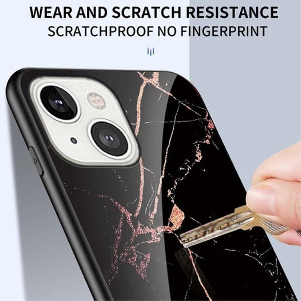 Anti-Scratch Härdat Glas Skärmskydd skal iPhone 13 mini - Röd Marble