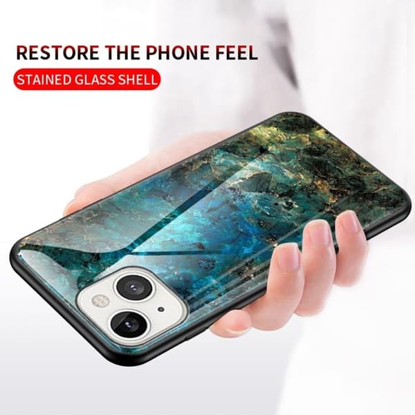 Anti-Scratch Härdat Glas Skärmskydd skal iPhone 13 mini - Röd Marble
