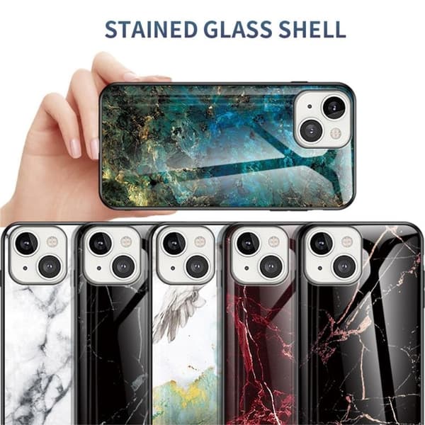Anti-Scratch Härdat Glas Skärmskydd skal iPhone 13 mini - Röd Marble