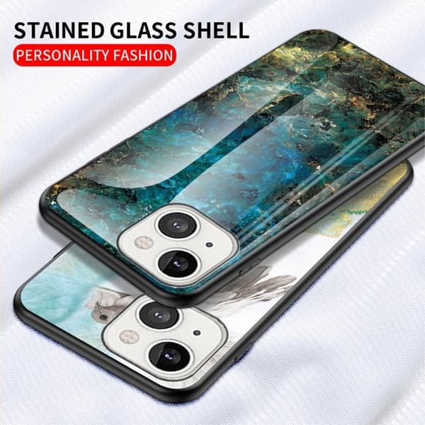 Anti-Scratch Härdat Glas Skärmskydd skal iPhone 13 mini - Röd Marble