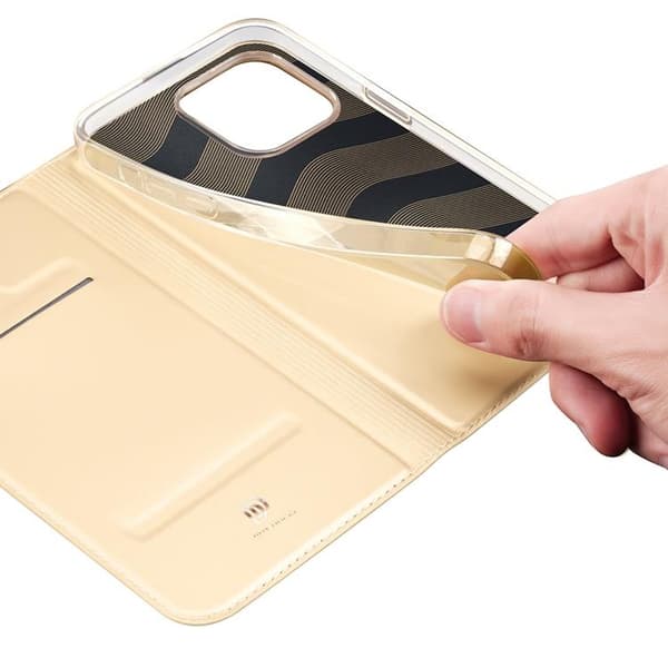 Dux Ducis iPhone 14 Pro Max Plånboksfodral Skin Series Holster - Guld