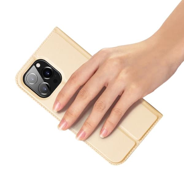 Dux Ducis iPhone 14 Pro Max Plånboksfodral Skin Series Holster - Guld