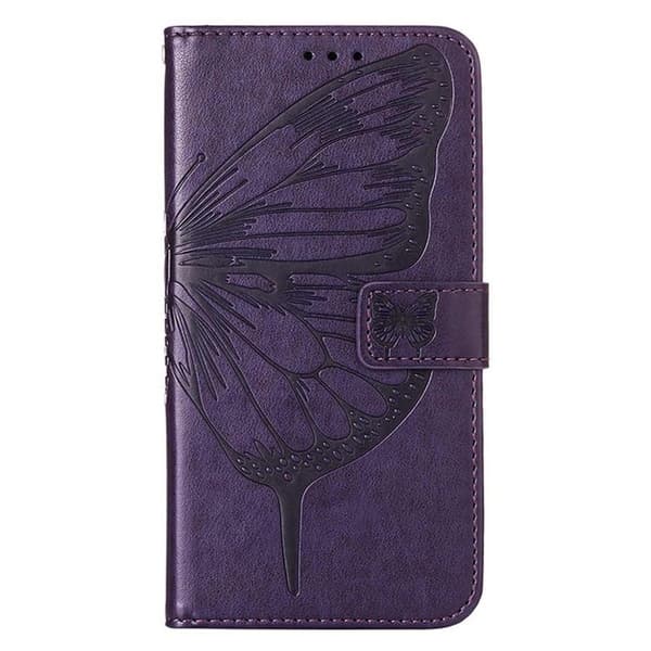 iPhone 14 Pro Plånboksfodral Butterfly Flower Imprinted - Lila