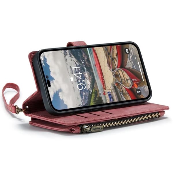 CASEME iPhone 14 Pro Max Plånboksfodral C30 Zipper - Röd