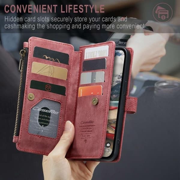 CASEME iPhone 14 Pro Max Plånboksfodral C30 Zipper - Röd