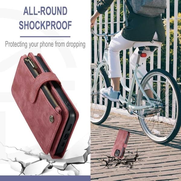 CASEME iPhone 14 Pro Max Plånboksfodral C30 Zipper - Röd